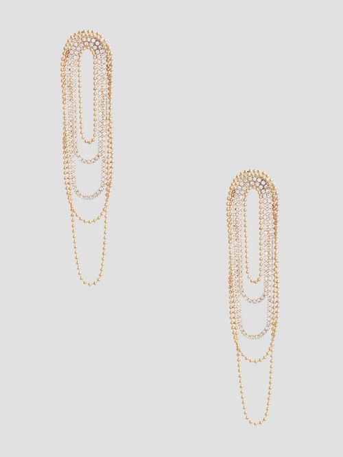 Guess Gold-Tone Rhinestone Statement Drop Earrings Aurii | GUESS-SN30314
