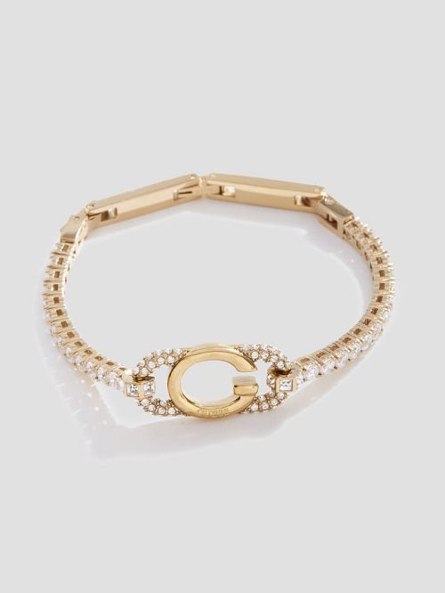 Guess Gold-Tone Signature Tennis Bracelet Aurii | GUESS-SN30320