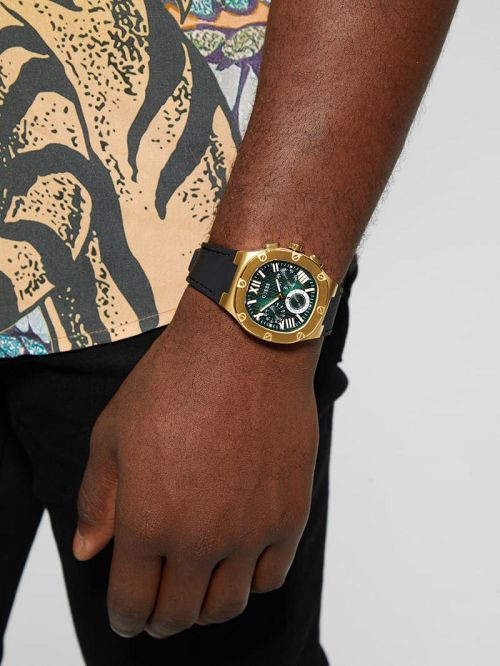 Guess Gold-Tone Translucent Dial Multifunction Watch Negrii | GUESS-SN31673