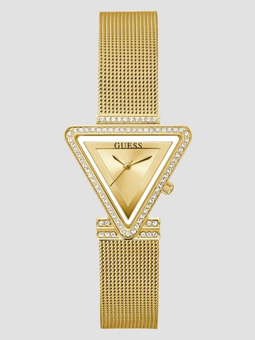 Guess Gold-Tone Triangle Mesh Analog Watch Aurii | GUESS-SN30028
