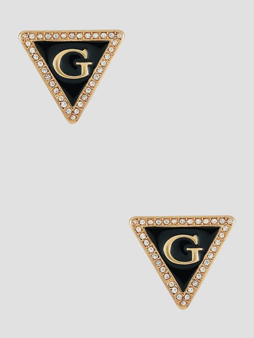 Guess Gold-Tone and Black G Triangle Earrings Negrii | GUESS-SN30288