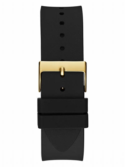 Guess Gold-Tone and Black Printed G-Cube Analog Watch Negrii | GUESS-SN31606