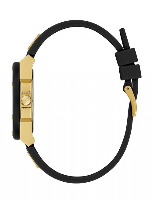 Guess Gold-Tone and Black Silicone Analog Watch Negrii | GUESS-SN30000