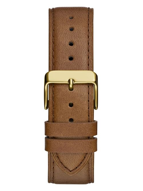 Guess Gold-Tone and Brown Leather Multifunction Watch Aurii | GUESS-SN31655