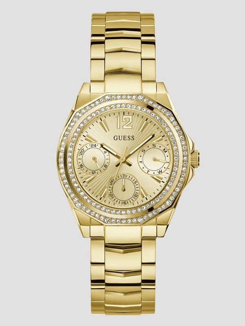 Guess Gold-Tone and Crystal Multifunction Watch Aurii | GUESS-SN30024