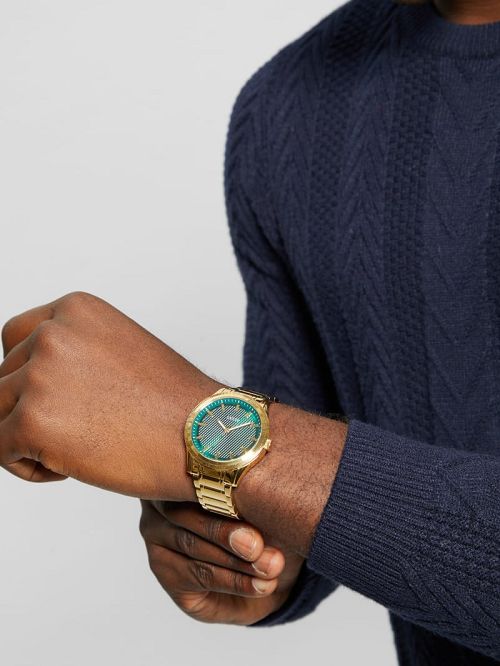 Guess Gold-Tone and Green Analog Watch Aurii | GUESS-SN31663