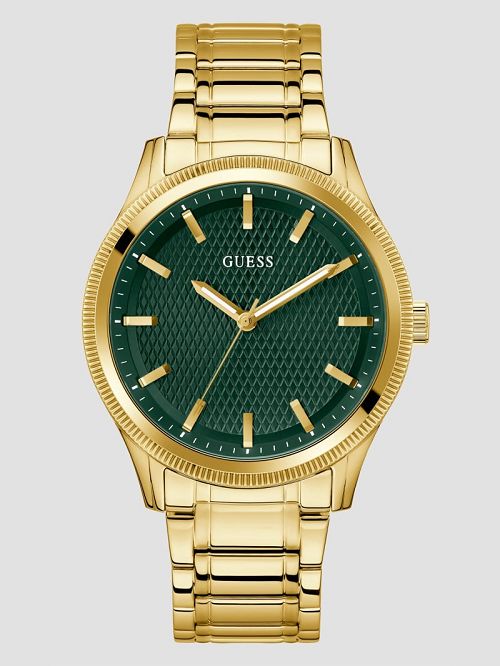 Guess Gold-Tone and Green Analog Watch Aurii | GUESS-SN31663