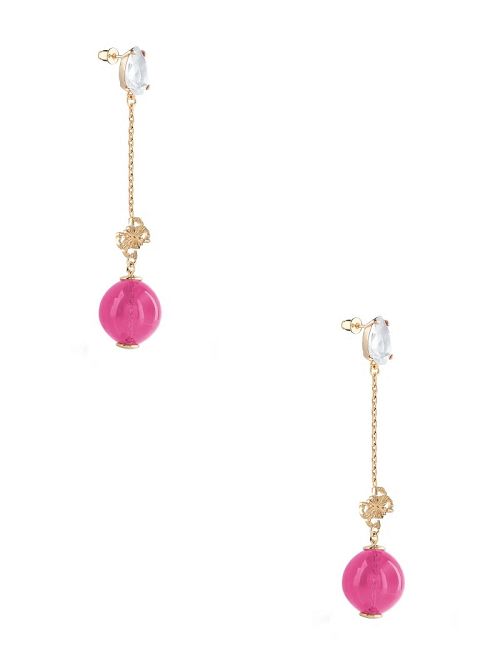 Guess Gold-Tone and Ruby Bubble Drop Earrings Roz | GUESS-SN30292