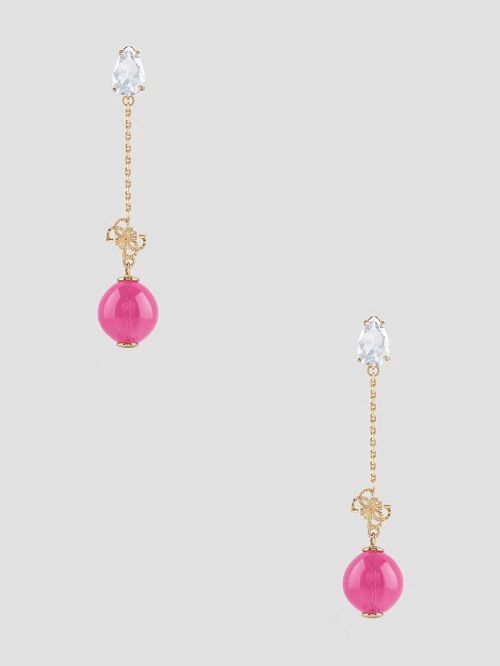 Guess Gold-Tone and Ruby Bubble Drop Earrings Roz | GUESS-SN30292