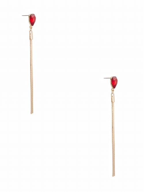 Guess Gold-Tone and Ruby Drop Earring Rosii | GUESS-SN30306
