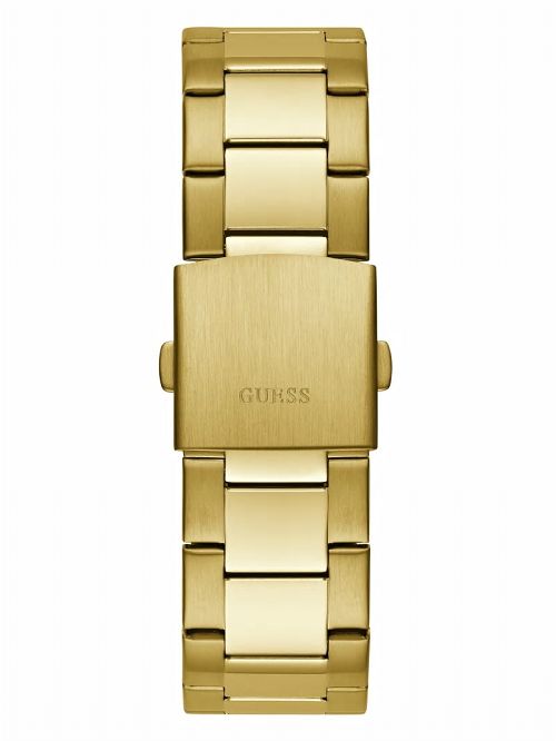 Guess Gold-Tone and Textured Blue Multifunction Watch Aurii | GUESS-SN31666