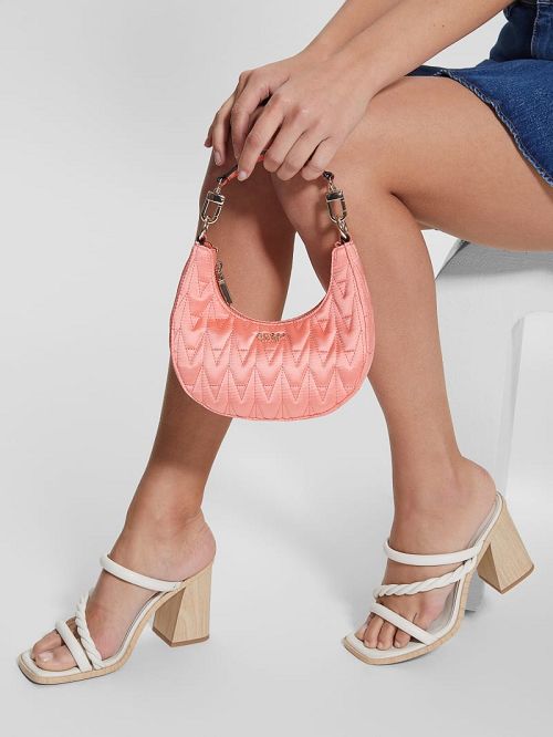 Guess Golden Rock Mini Crescent Hobo Bag Roz | GUESS-SN28849