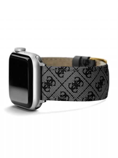 Guess Gray Logo Leather 42-45 mm Band for Apple Watch® Multi | GUESS-SN31622