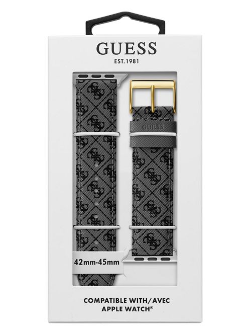 Guess Gray Logo Leather 42-45 mm Band for Apple Watch® Multi | GUESS-SN31622