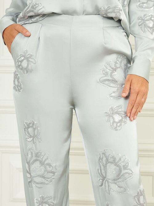 Guess Gwen Embroidered Flower Pant Gri | GUESS-SN28269