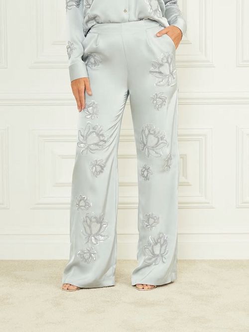 Guess Gwen Embroidered Flower Pant Gri | GUESS-SN28269