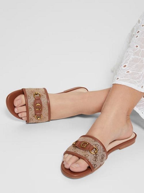 Guess Hammi Logo Slide Sandals Maro | GUESS-SN29691