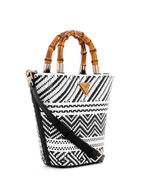 Guess Happyland Straw Mini Tote Negrii | GUESS-SN29435