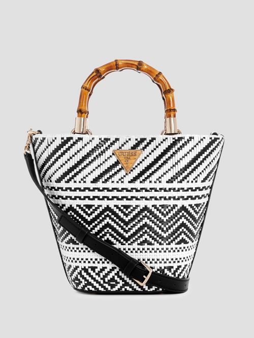 Guess Happyland Straw Mini Tote Negrii | GUESS-SN29435