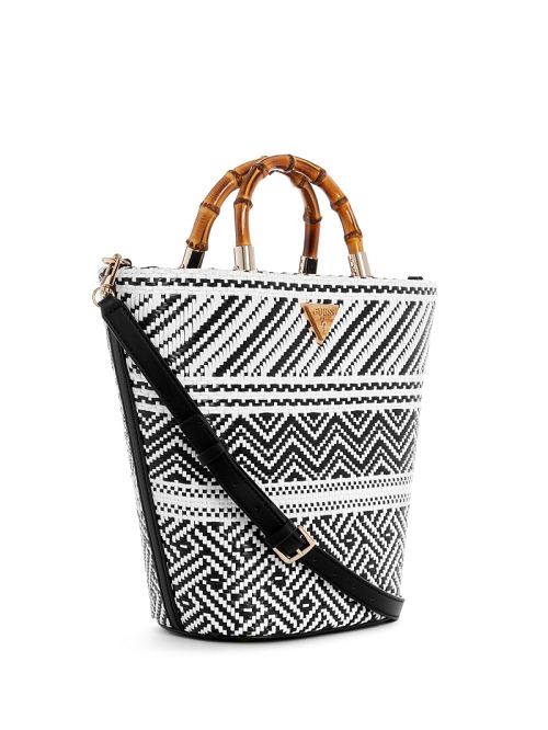 Guess Happyland Straw Tote Negrii | GUESS-SN29437