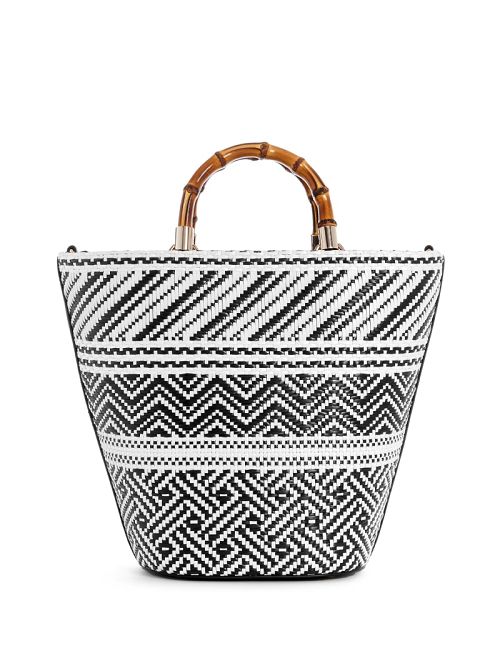 Guess Happyland Straw Tote Negrii | GUESS-SN29437