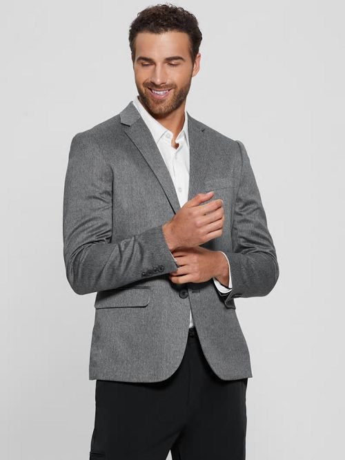 Guess Harlow Herringbone Blazer Gri | GUESS-SN30739