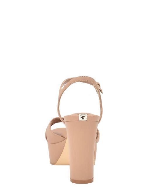 Guess Haylo Crisscross Platform Block Heels Bej | GUESS-SN29655