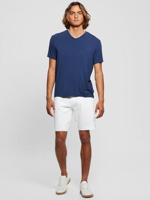 Guess Heavy Jersey V-Neck Tee Albastri | GUESS-SN30495