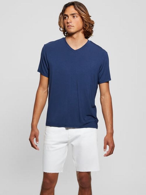 Guess Heavy Jersey V-Neck Tee Albastri | GUESS-SN30495