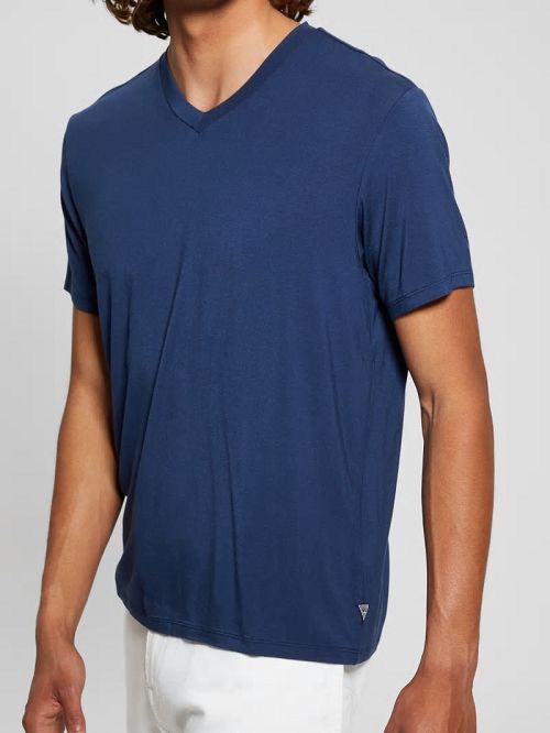 Guess Heavy Jersey V-Neck Tee Albastri | GUESS-SN30495