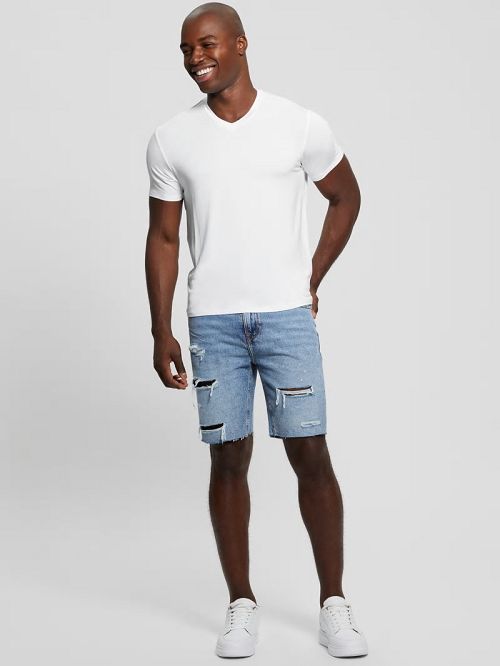 Guess Heavy Jersey V-Neck Tee Albi | GUESS-SN30656