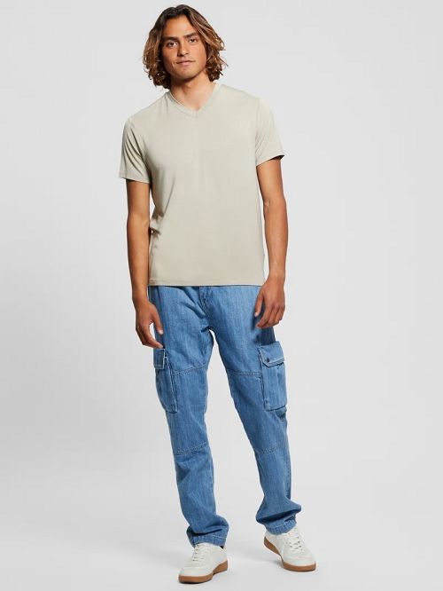 Guess Heavy Jersey V-Neck Tee Bej | GUESS-SN30516