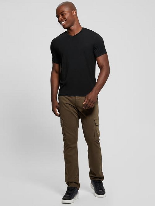 Guess Heavy Jersey V-Neck Tee Negrii | GUESS-SN30496