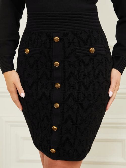 Guess Hermione Boat-Neck Sweater Dress Negrii | GUESS-SN26960