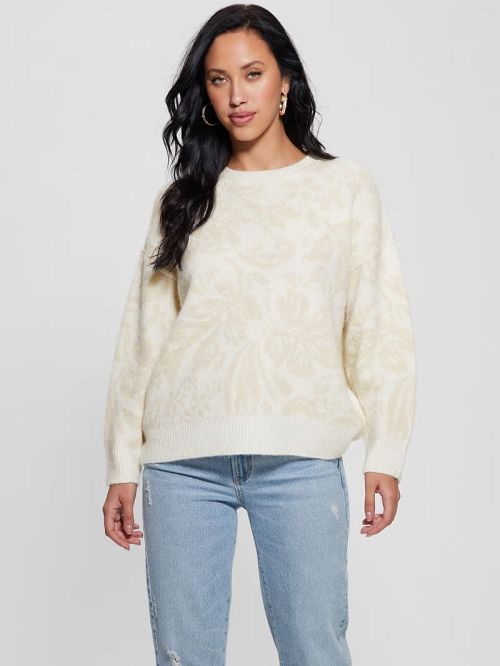 Guess Hibiscus Wool-Blend Sweater Albi | GUESS-SN27296
