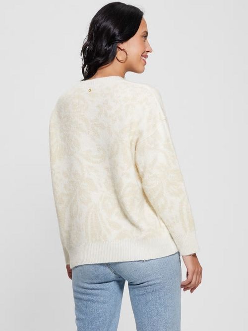 Guess Hibiscus Wool-Blend Sweater Albi | GUESS-SN27296
