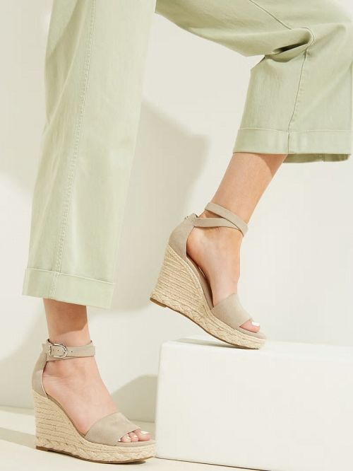 Guess Hidy Suede Espadrille Wedges Maro | GUESS-SN29618