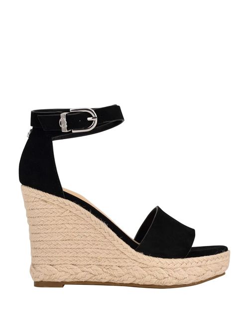 Guess Hidy Suede Espadrille Wedges Negrii | GUESS-SN29645
