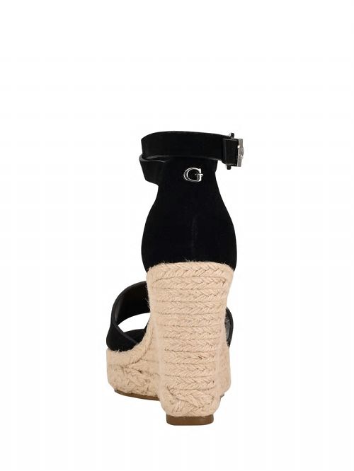 Guess Hidy Suede Espadrille Wedges Negrii | GUESS-SN29645