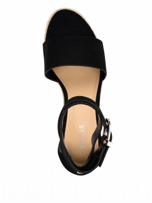 Guess Hidy Suede Espadrille Wedges Negrii | GUESS-SN29645