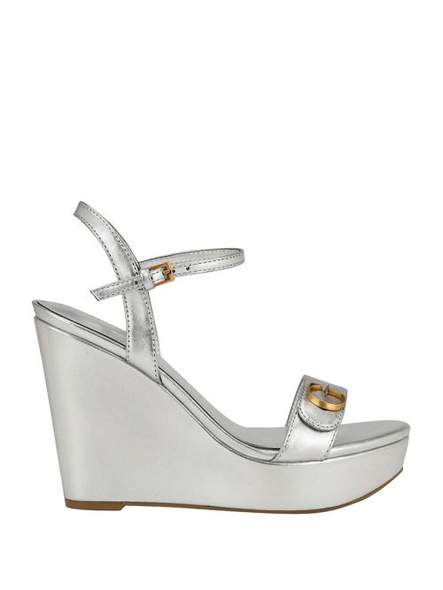 Guess Himifa Shimmer Metallic G Wedge Sandals Argintii | GUESS-SN29625