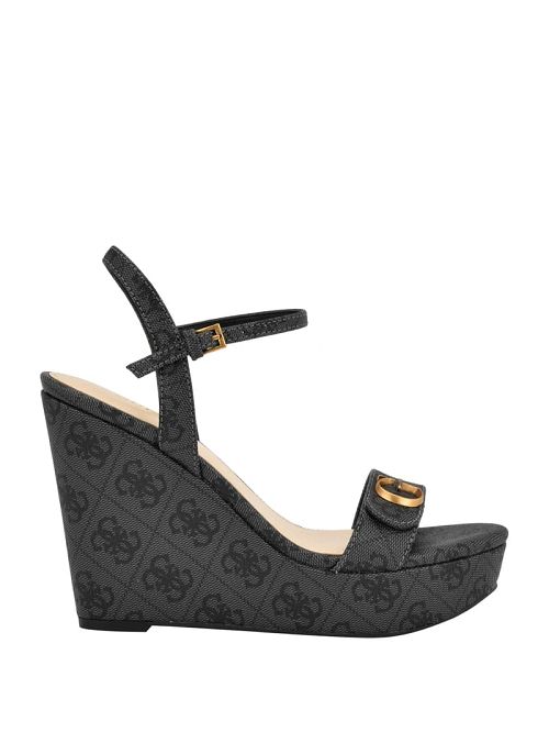 Guess Himifa Shimmer Metallic G Wedge Sandals Negrii | GUESS-SN29773