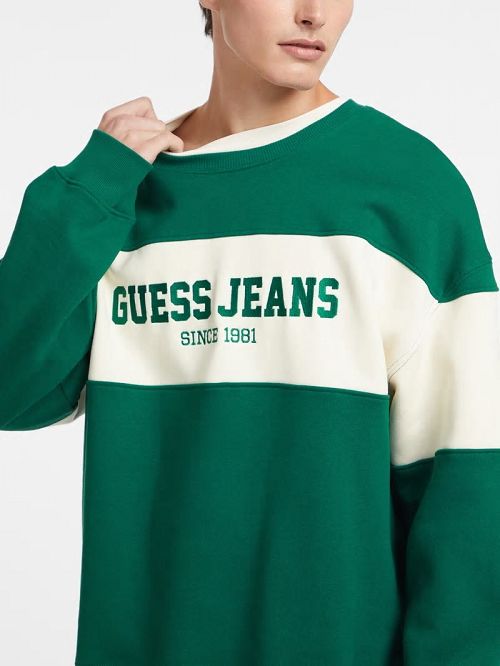 Guess Horizontal Stripe Crewneck Sweatshirt Verzi | GUESS-SN31009