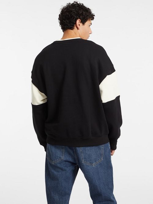 Guess Horizontal Stripe Crewneck Sweatshirt Negrii | GUESS-SN31018