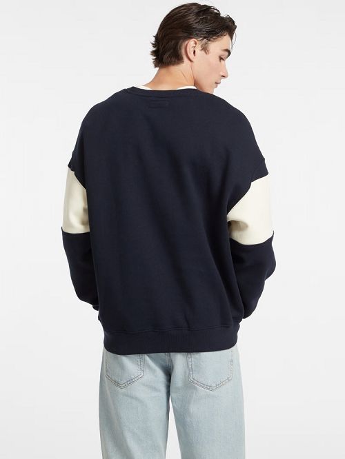 Guess Horizontal Stripe Crewneck Sweatshirt Albastri | GUESS-SN31022