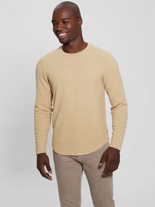 Guess Hudson Linear Texture Tee Bej | GUESS-SN30697