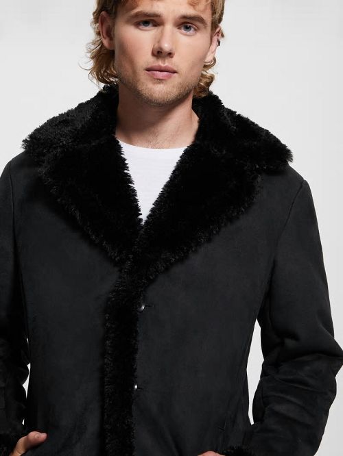 Guess Ian Faux-Suede Coat Negrii | GUESS-SN30778