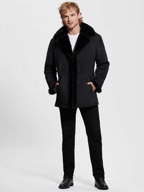 Guess Ian Faux-Suede Coat Negrii | GUESS-SN30778