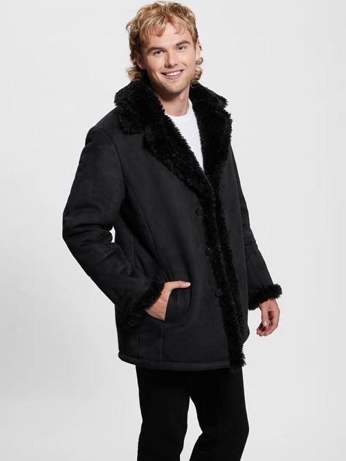 Guess Ian Faux-Suede Coat Negrii | GUESS-SN30778