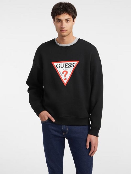 Guess Iconic Crewneck Sweatshirt Negrii | GUESS-SN31531